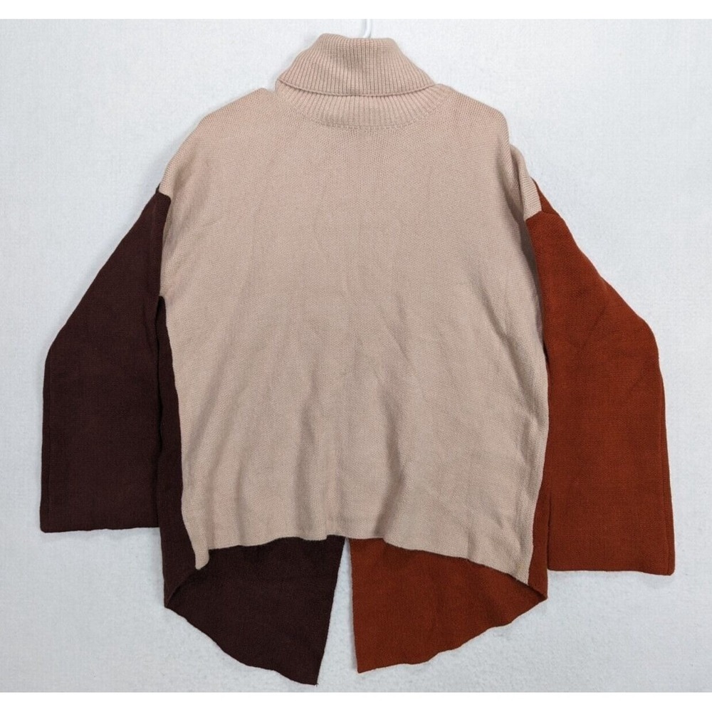 Miracle‎ Usa Sweater Flyaway Colorblock Turtleneck Open Back Size M L Multicolor
